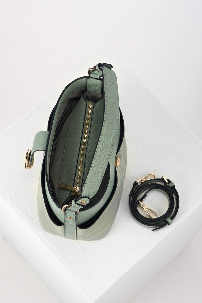 Indra Spearmint Green Bucket Crossbody