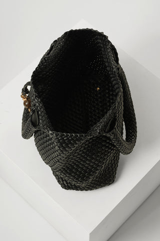 Saskia Black Large Woven Tote