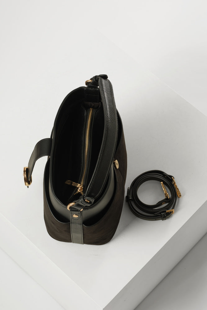 Indra Black Bucket Crossbody