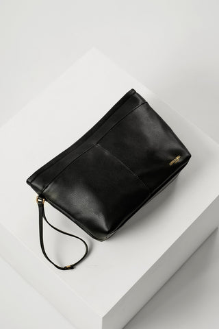 Saskia Black Large Woven Tote