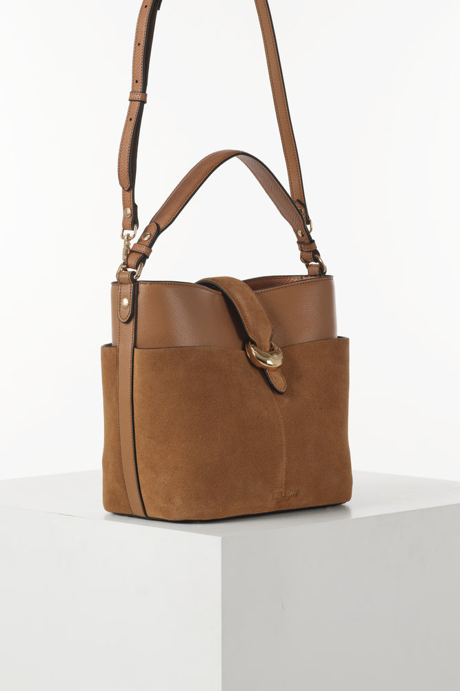 Indra Camel Bucket Crossbody