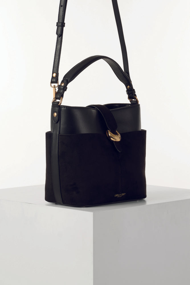 Indra Black Bucket Crossbody