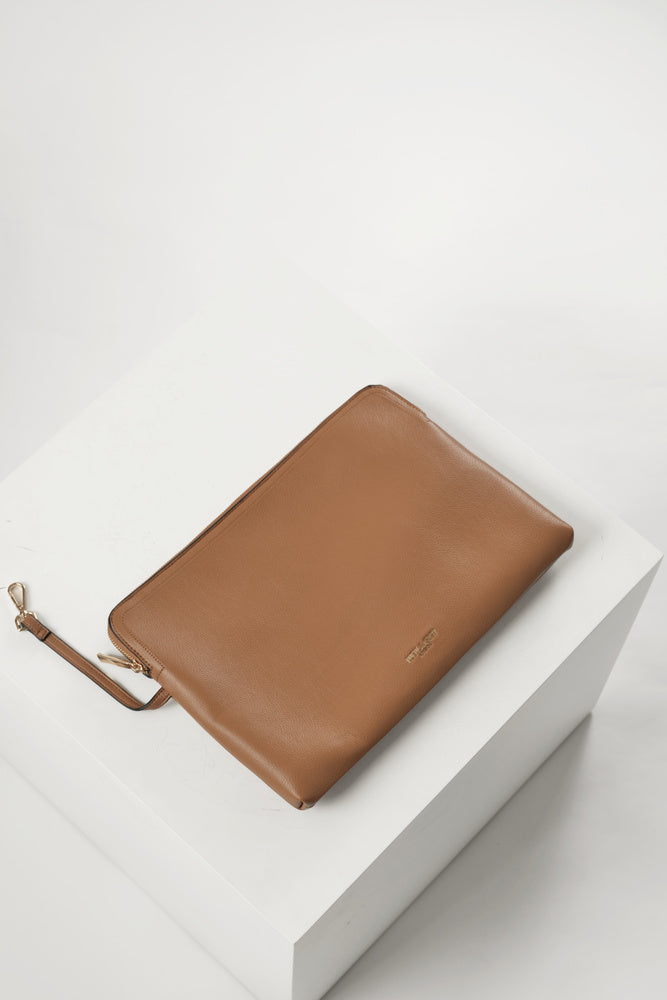 Cindy Camel Casual Tote With Laptop Pouch