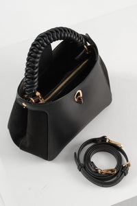 Catherine Black Woven Handle Crossbody