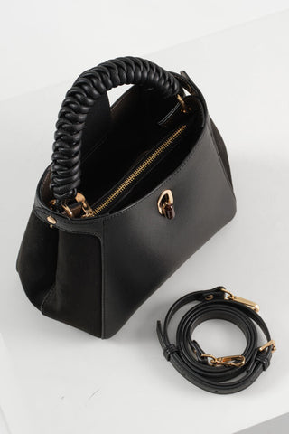 Catherine Black Woven Handle Crossbody