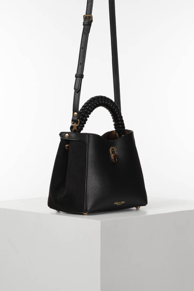 Catherine Black Woven Handle Crossbody