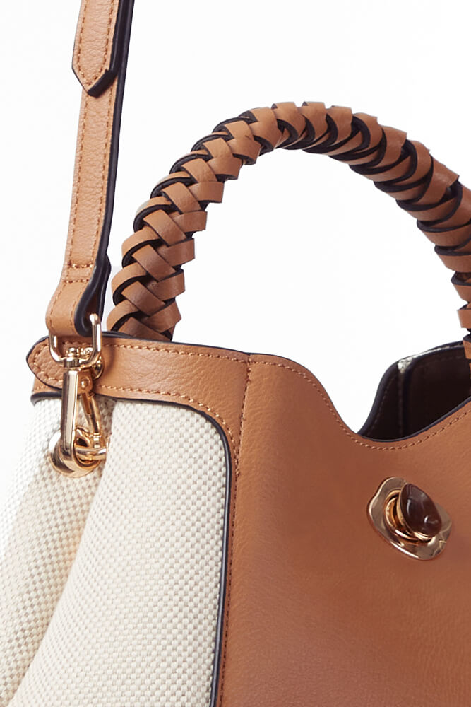 Kate Camel Woven Handle Crossbody