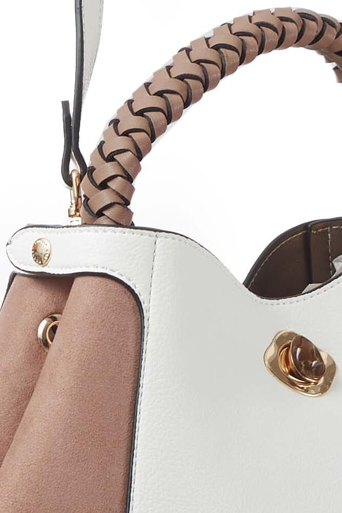 Kate White Woven Handle Crossbody