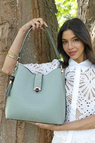Andrea Spearmint Green Hobo Tote