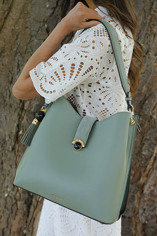 Andrea Spearmint Green Hobo Tote