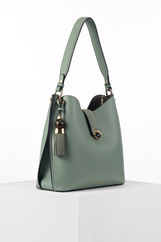 Andrea Spearmint Green Hobo Tote