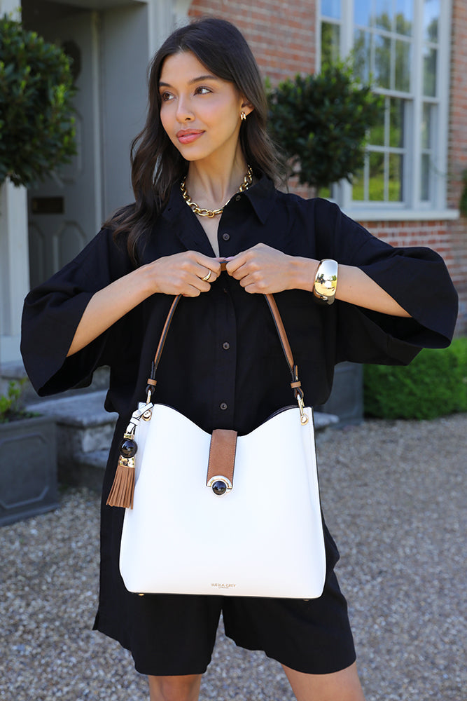 Andrea White Hobo Tote