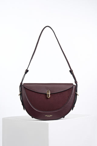 Angelina Black Cherry Multiway Shoulder Saddle Bag