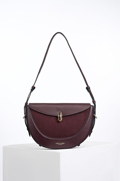 Angelina Black Cherry Multiway Shoulder Saddle Bag