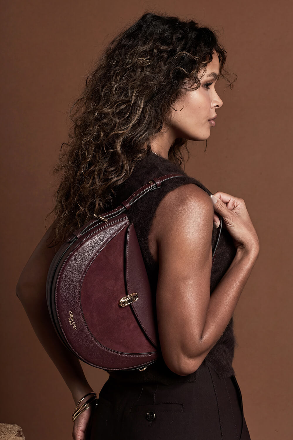 Angelina Black Cherry Multiway Shoulder Saddle Bag
