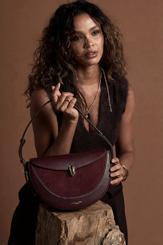 Angelina Black Cherry Multiway Shoulder Saddle Bag