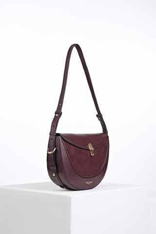 Angelina Black Cherry Multiway Shoulder Saddle Bag
