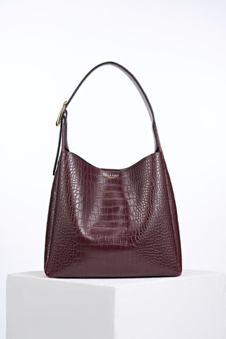 Ariadne Black Cherry Croc Hobo