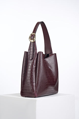 Ariadne Black Cherry Croc Hobo