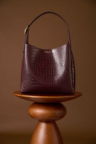Ariadne Black Cherry Croc Hobo