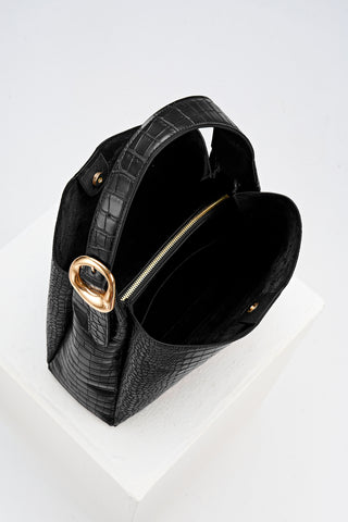 Ariadne Black Croc Hobo