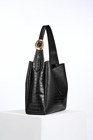 Ariadne Black Croc Hobo