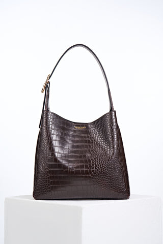 Ariadne Chocolate Croc Hobo