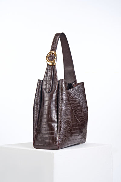 Ariadne Chocolate Croc Hobo