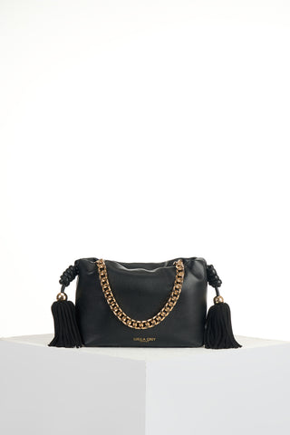 Athena Black Tassel & Chain Crossbody