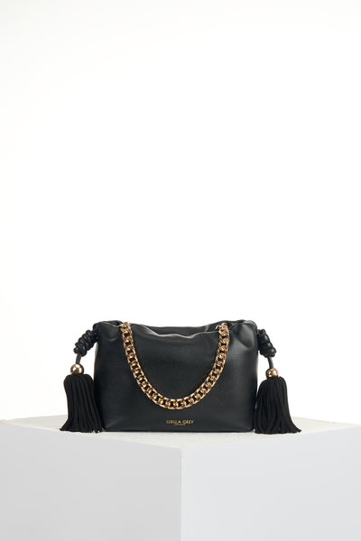 Athena Black Tassel & Chain Crossbody