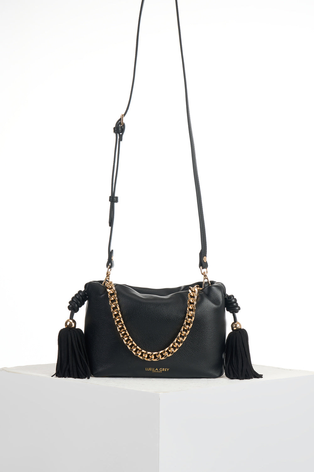 Athena Black Tassel & Chain Crossbody