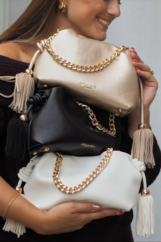 Athena Black Tassel & Chain Crossbody