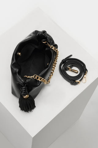 Athena Black Tassel & Chain Crossbody