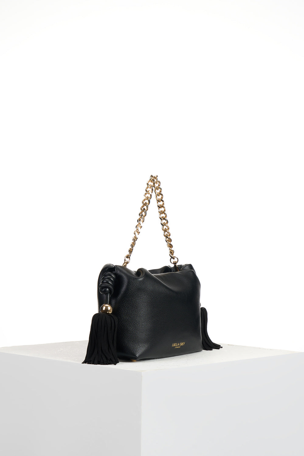 Athena Black Tassel & Chain Crossbody