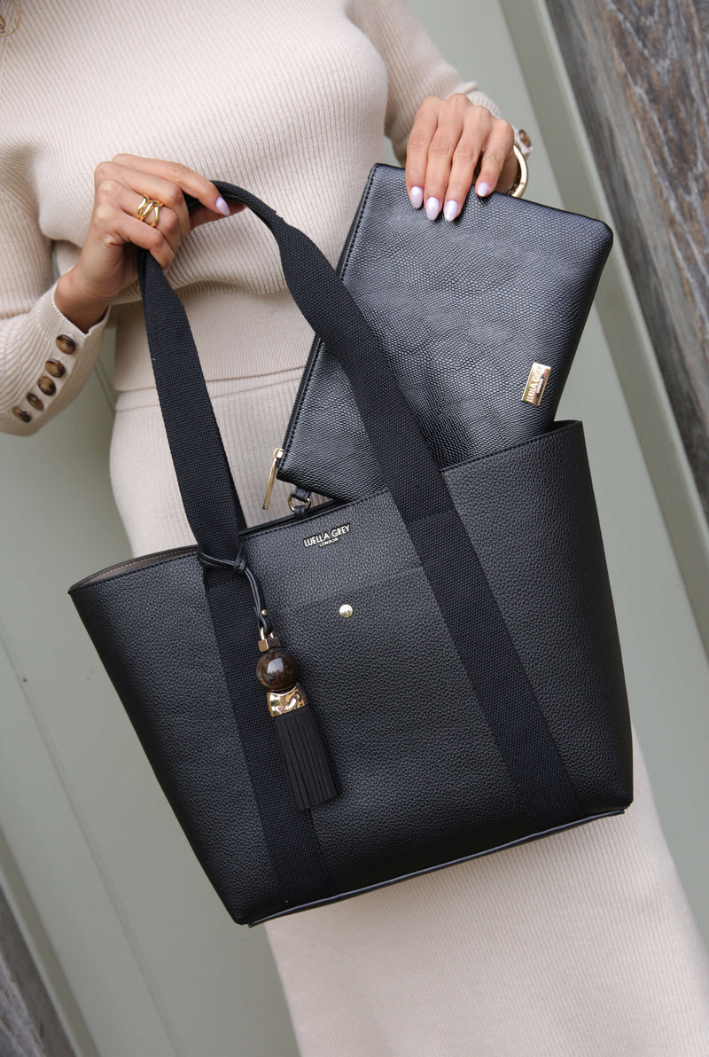 Benita Black Casual Tote With Pouch