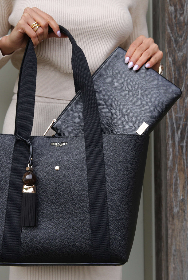 Benita Black Casual Tote With Pouch
