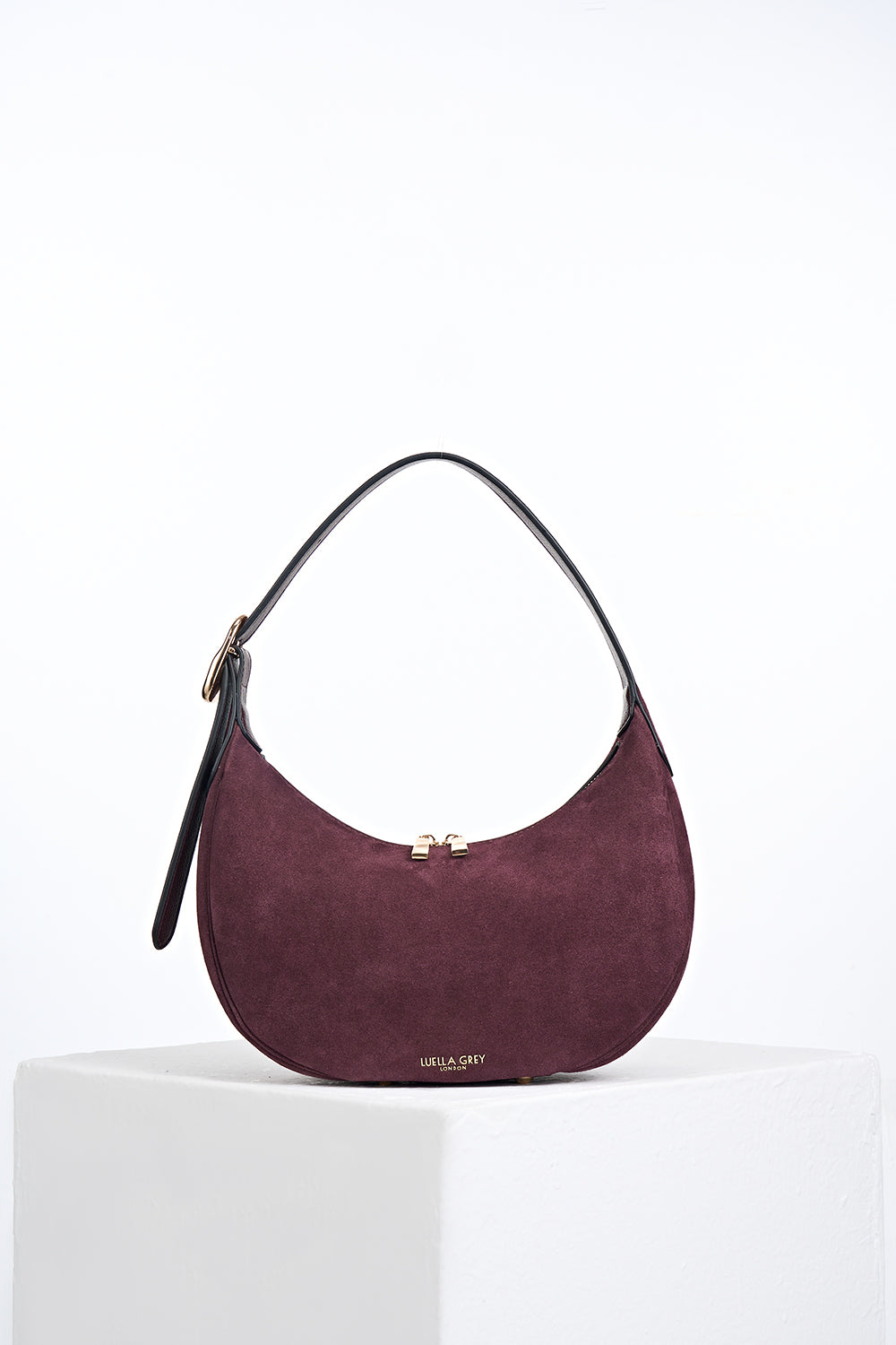 Blythe Black Cherry Recycled Suede Scoop Shoulder Bag