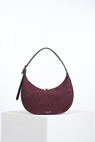 Blythe Black Cherry Recycled Suede Scoop Shoulder Bag