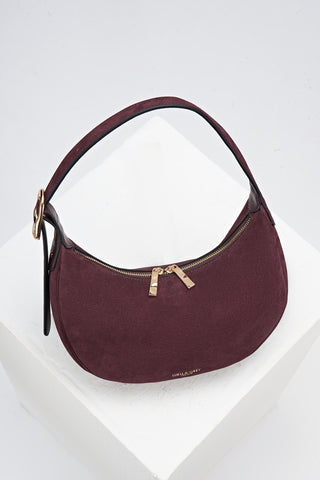 Blythe Black Cherry Recycled Suede Scoop Shoulder Bag