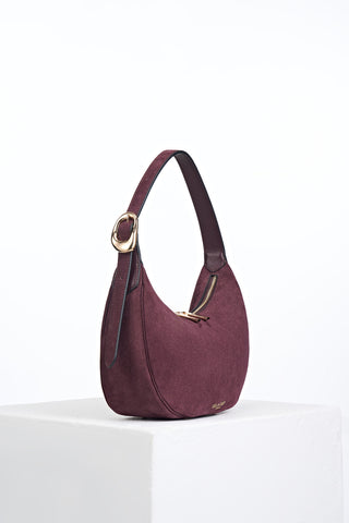 Blythe Black Cherry Recycled Suede Scoop Shoulder Bag