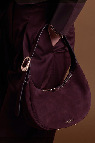 Blythe Black Cherry Recycled Suede Scoop Shoulder Bag