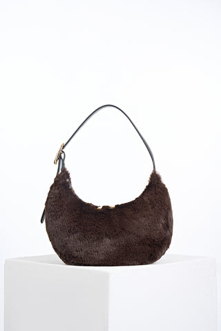 Blythe Chocolate Faux Fur Scoop Shoulder Bag