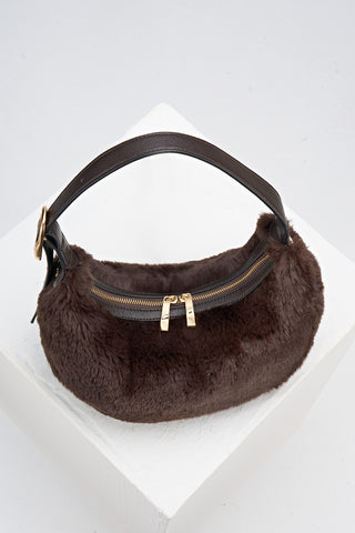 Blythe Chocolate Faux Fur Scoop Shoulder Bag