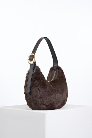 Blythe Chocolate Faux Fur Scoop Shoulder Bag