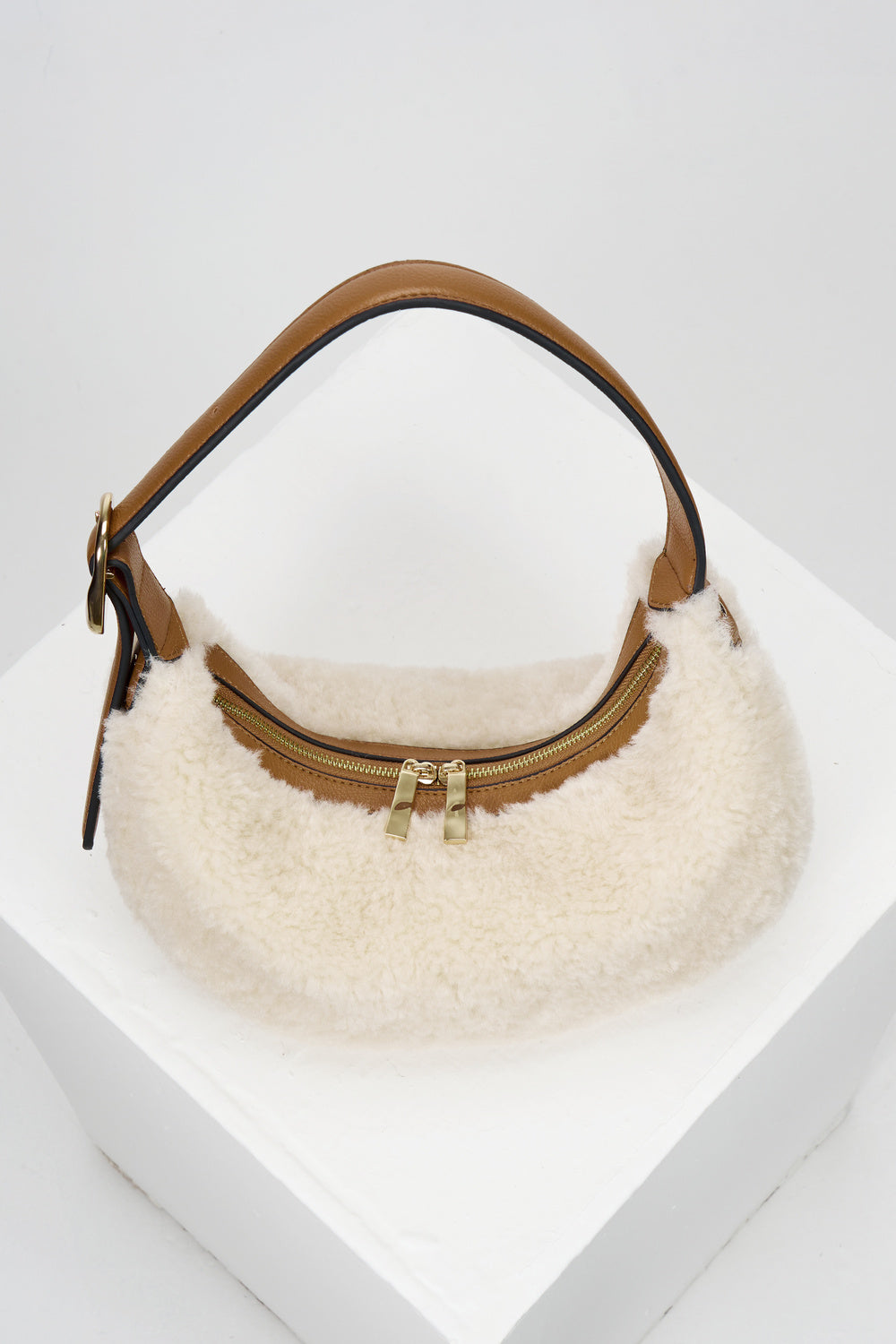 Blythe Ecru Borg Scoop Shoulder Bag