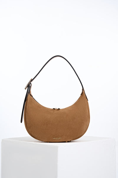 Blythe Tan Recycled Suede Scoop Shoulder Bag
