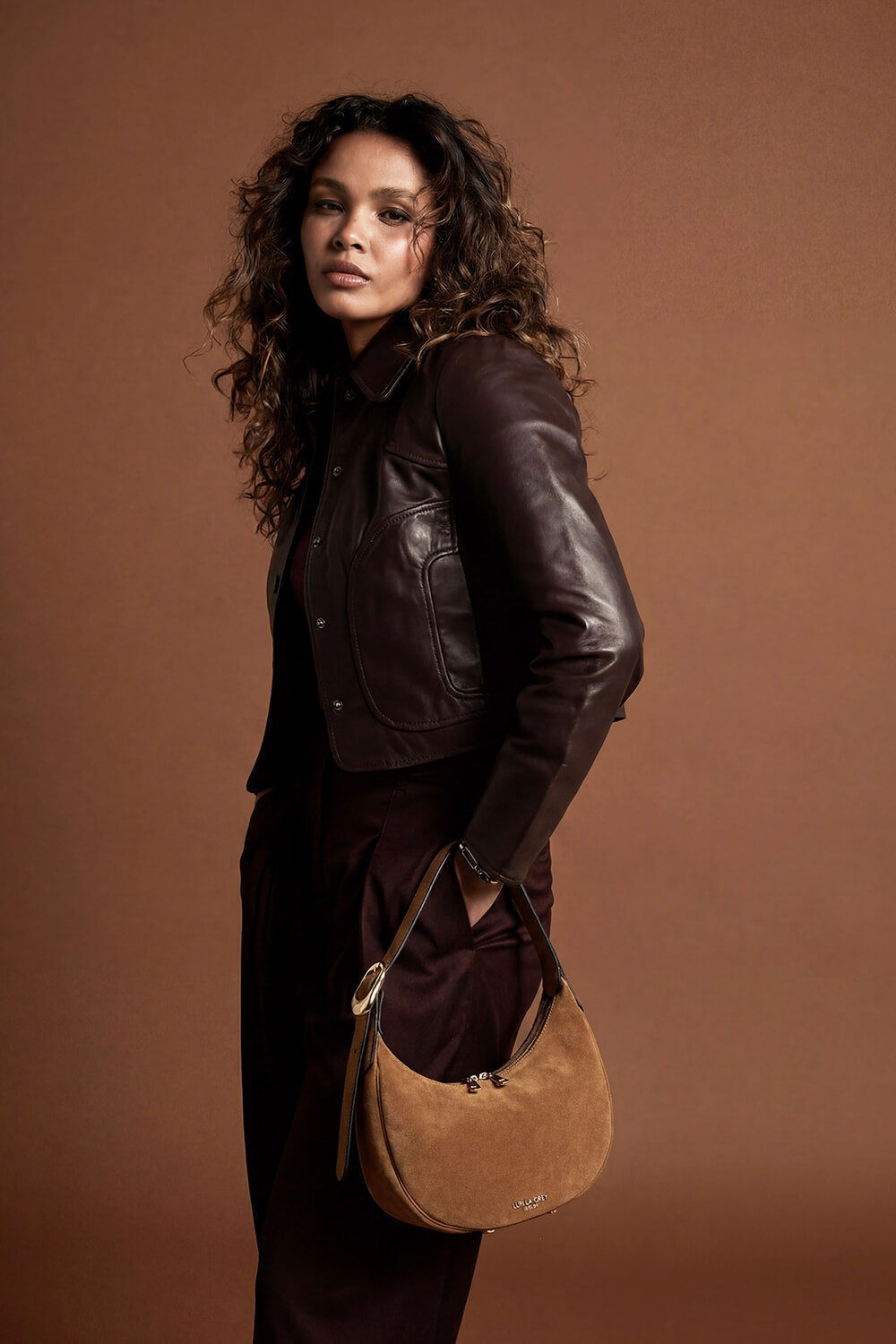 Blythe Tan Recycled Suede Scoop Shoulder Bag