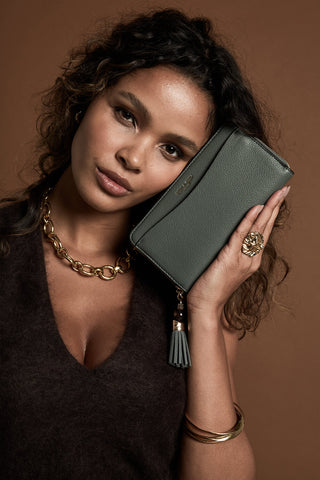 Capriana Steel Green Large Purse