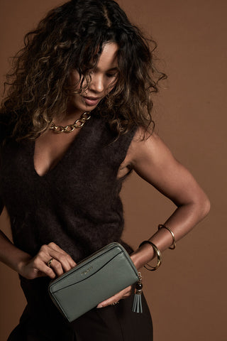 Capriana Steel Green Large Purse