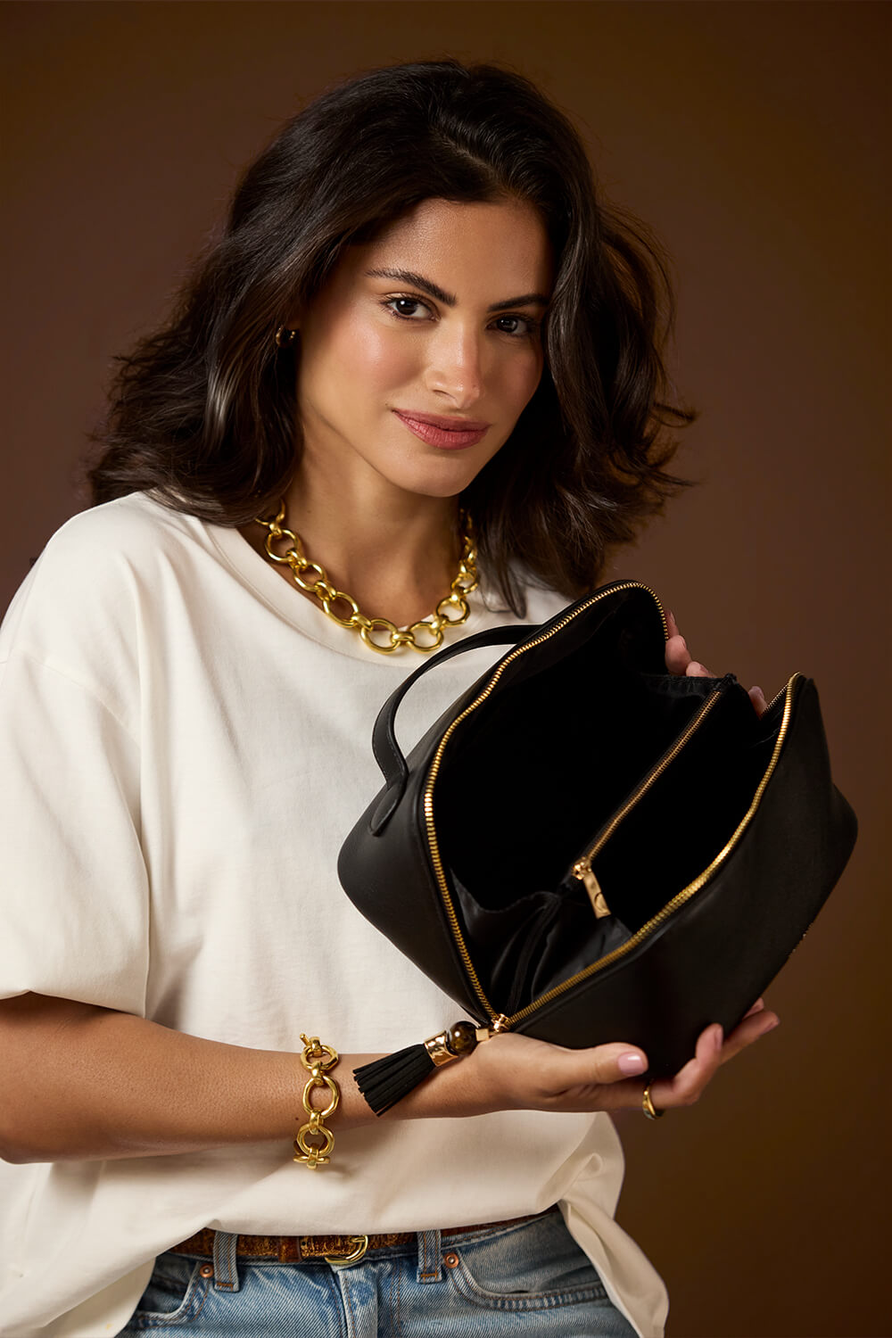 Carmel Black Make Up Pouch